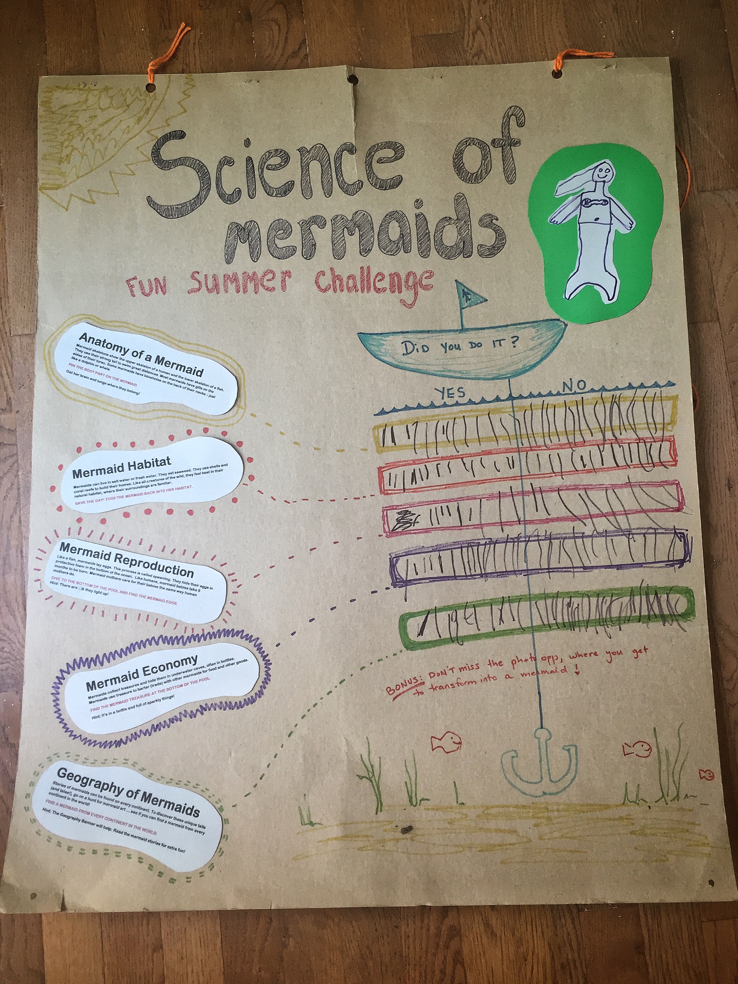 Science of Mermaids Fun Summer Challenge Party Sign