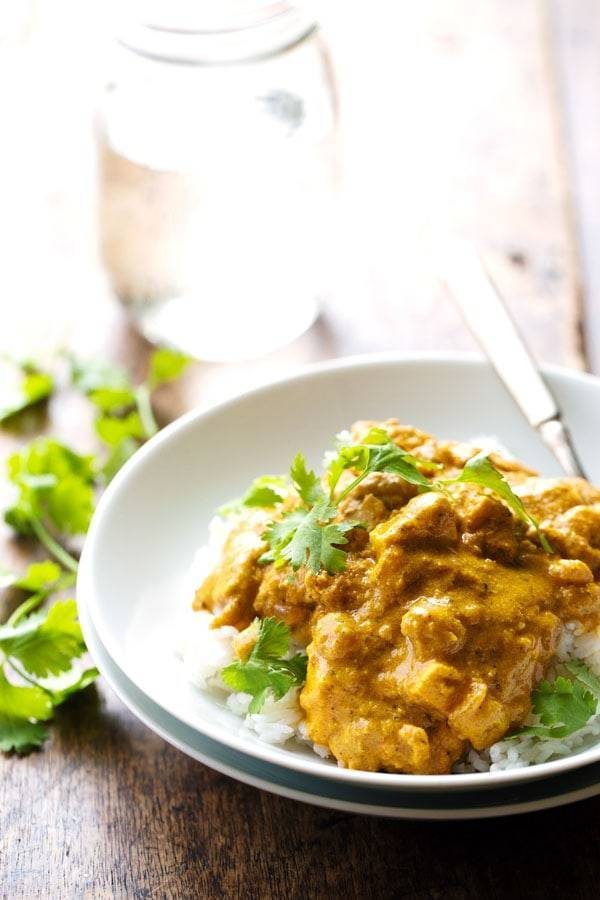 Chicken Shahi Korma on a plate.